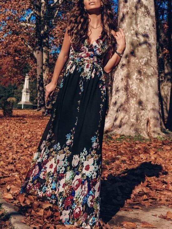 Ever Pretty Dresses & Skirts - Ever Pretty floral sleeveless V-neck semi-formal maxi dress black women's size M
